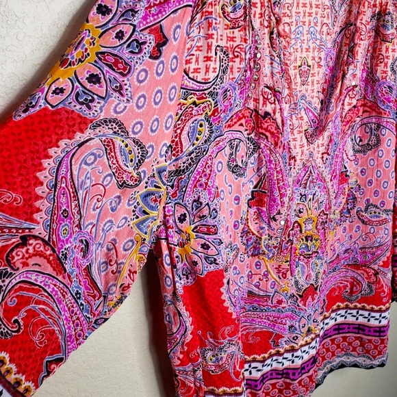 Bila Women’s Plus Size Colorful Boho Print Top- 3X - Picture 3 of 5